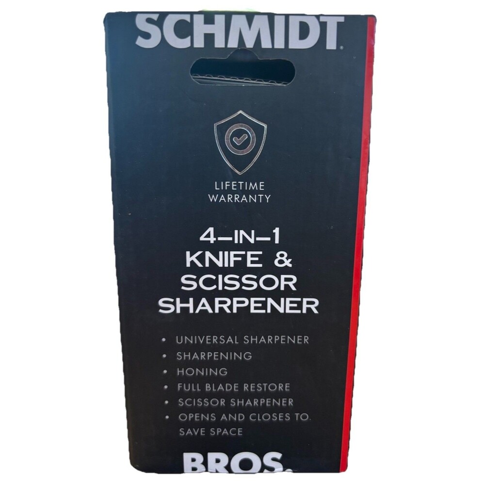 Schmidt Bros. 4-in-1 Knife & Scissor Sharpener Black Universal Sharpening Honing